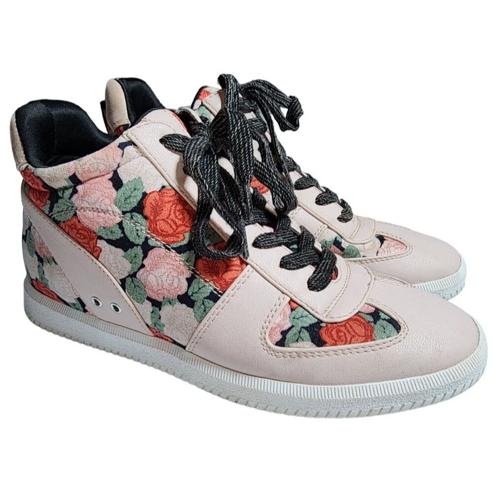Women's True Craft TC Jens Wedge Floral Sneakers 7.5 Pink Shimmer Fashion